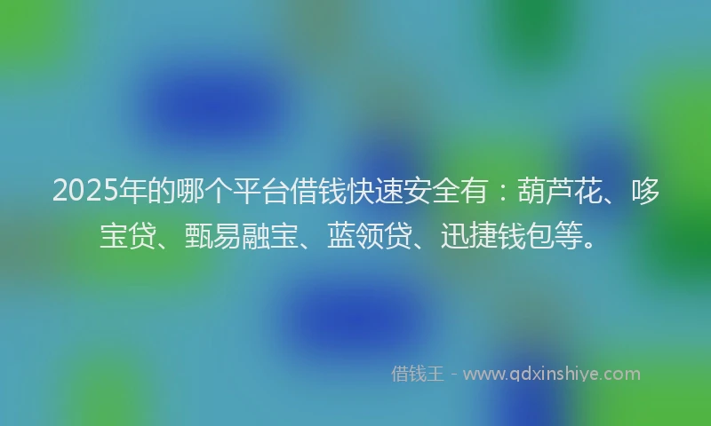2025年的哪个平台借钱快速安全有：葫芦花、哆宝贷、甄易融宝、蓝领贷、迅捷钱包等。