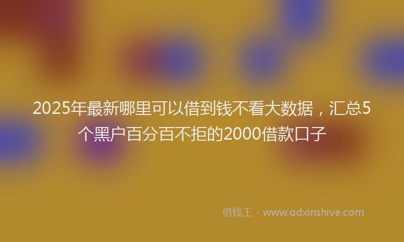 2025年最新哪里可以借到钱不看大数据，汇总5个黑户百分百不拒的2000借款口子