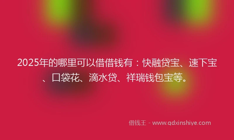 2025年的哪里可以借借钱有：快融贷宝、速下宝、口袋花、滴水贷、祥瑞钱包宝等。