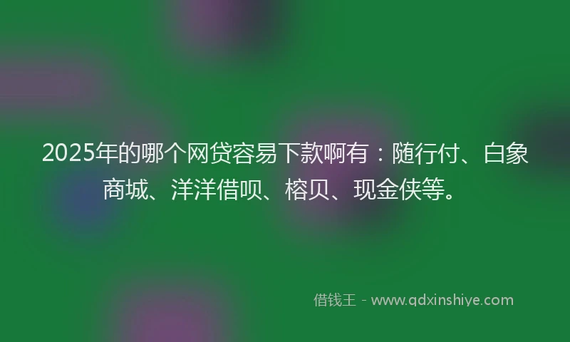 2025年的哪个网贷容易下款啊有：随行付、白象商城、洋洋借呗、榕贝、现金侠等。