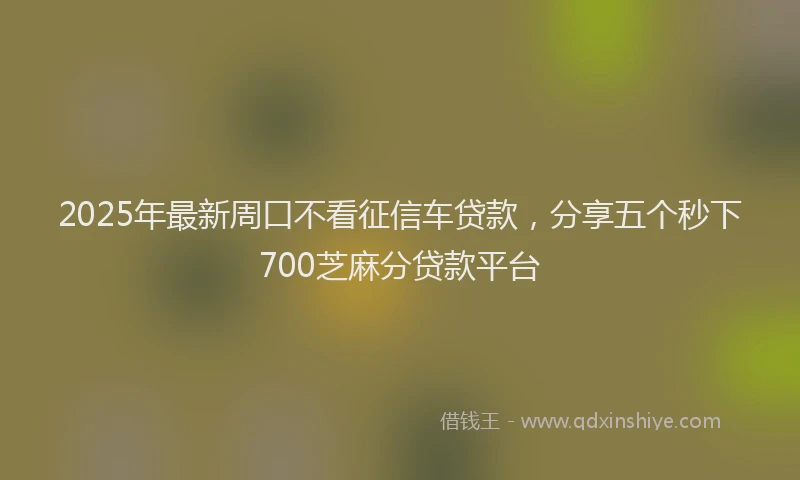 2025年最新周口不看征信车贷款，分享五个秒下700芝麻分贷款平台
