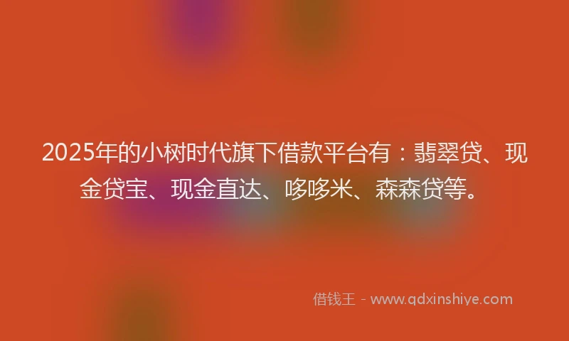2025年的小树时代旗下借款平台有：翡翠贷、现金贷宝、现金直达、哆哆米、森森贷等。