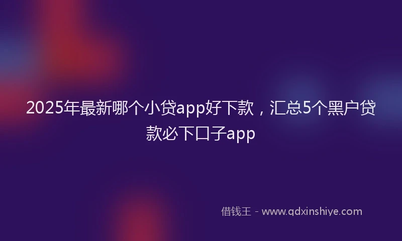2025年最新哪个小贷app好下款，汇总5个黑户贷款必下口子app