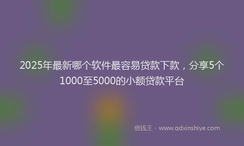 2025年最新哪个软件最容易贷款下款，分享5个1000至5000的小额贷款平台