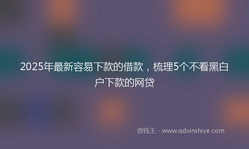 2025年最新容易下款的借款，梳理5个不看黑白户下款的网贷