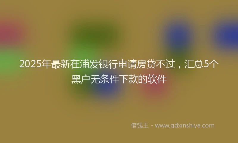 2025年最新在浦发银行申请房贷不过，汇总5个黑户无条件下款的软件
