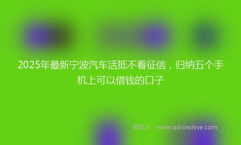 2025年最新宁波汽车活抵不看征信，归纳五个手机上可以借钱的口子
