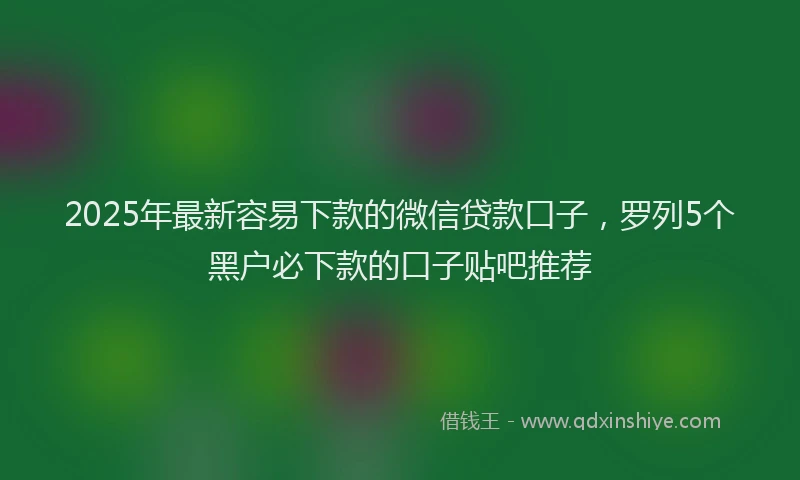 2025年最新容易下款的微信贷款口子，罗列5个黑户必下款的口子贴吧推荐