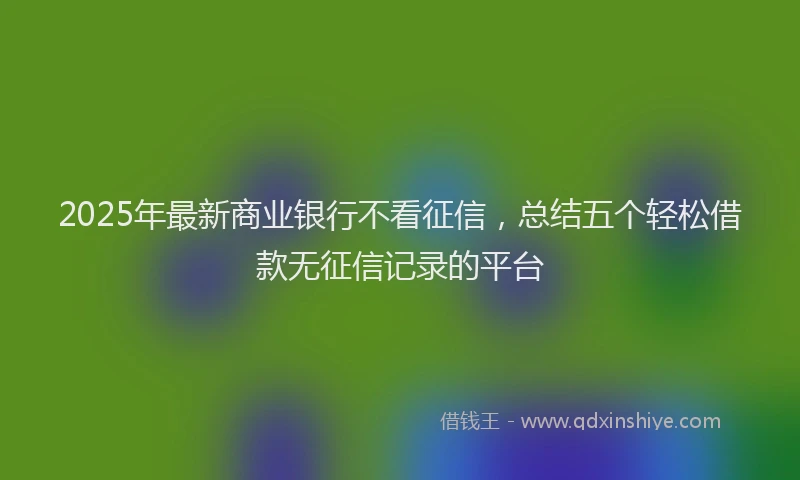 2025年最新商业银行不看征信，总结五个轻松借款无征信记录的平台