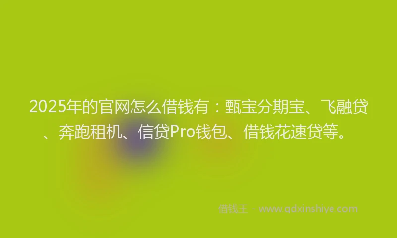 2025年的官网怎么借钱有：甄宝分期宝、飞融贷、奔跑租机、信贷Pro钱包、借钱花速贷等。