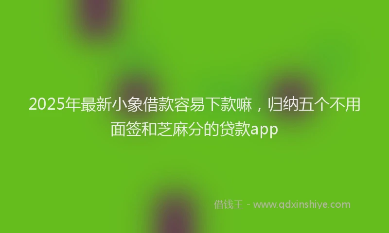 2025年最新小象借款容易下款嘛，归纳五个不用面签和芝麻分的贷款app