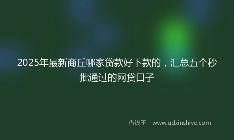 2025年最新商丘哪家贷款好下款的，汇总五个秒批通过的网贷口子