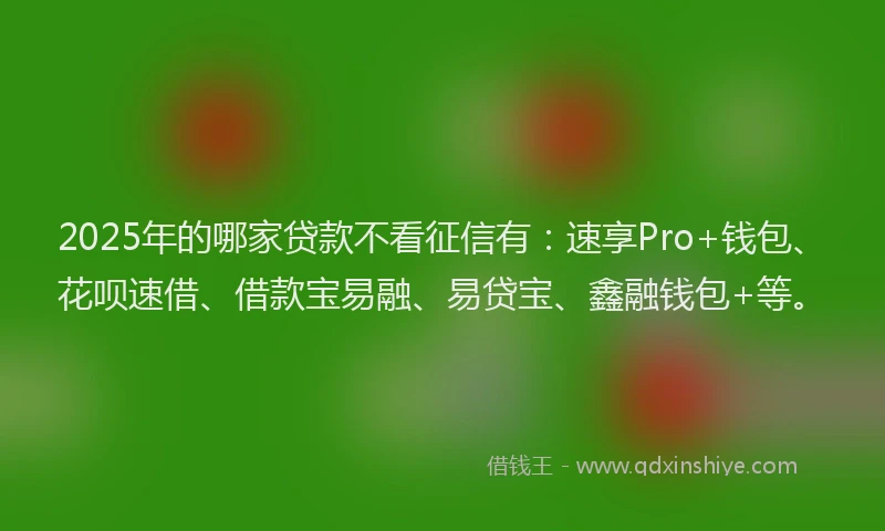 2025年的哪家贷款不看征信有：速享Pro+钱包、花呗速借、借款宝易融、易贷宝、鑫融钱包+等。