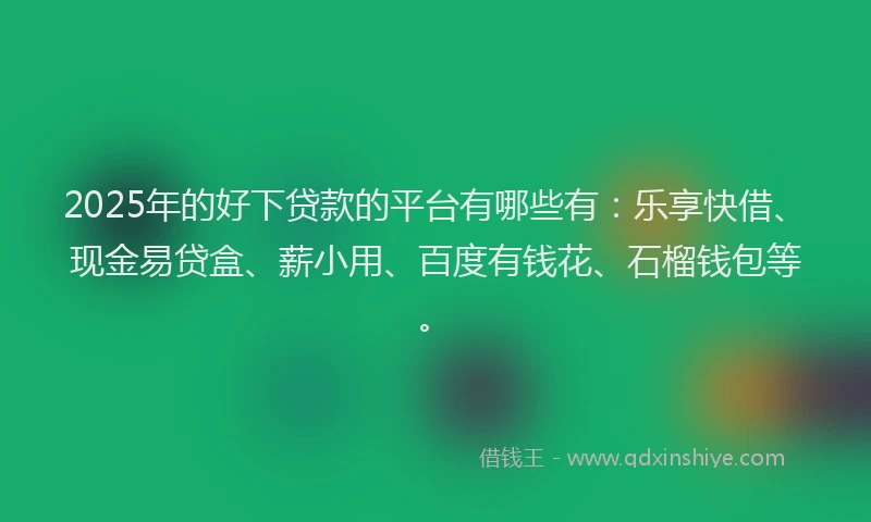 2025年的好下贷款的平台有哪些有：乐享快借、现金易贷盒、薪小用、百度有钱花、石榴钱包等。