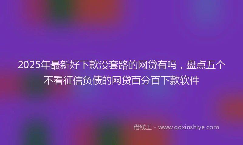 2025年最新好下款没套路的网贷有吗，盘点五个不看征信负债的网贷百分百下款软件