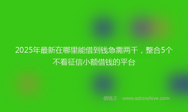 2025年最新在哪里能借到钱急需两千，整合5个不看征信小额借钱的平台