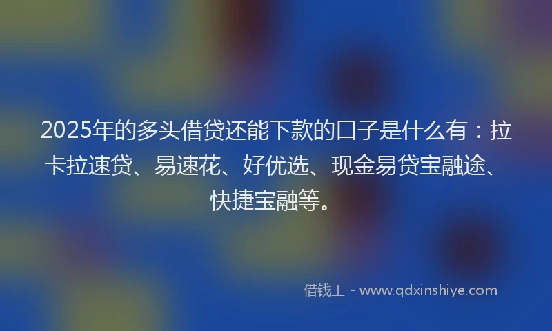 2025年的多头借贷还能下款的口子是什么有：拉卡拉速贷、易速花、好优选、现金易贷宝融途、快捷宝融等。