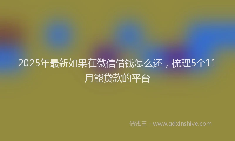2025年最新如果在微信借钱怎么还，梳理5个11月能贷款的平台