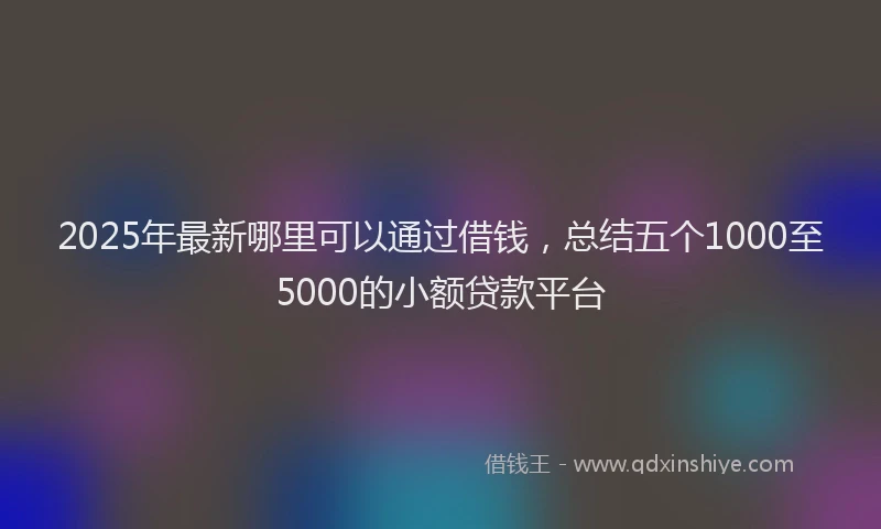 2025年最新哪里可以通过借钱，总结五个1000至5000的小额贷款平台