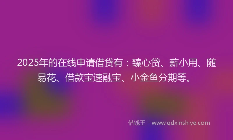 2025年的在线申请借贷有：臻心贷、薪小用、随易花、借款宝速融宝、小金鱼分期等。