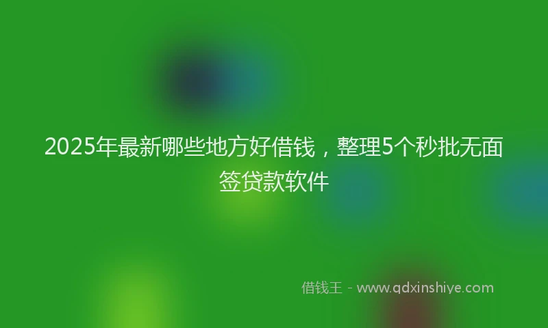 2025年最新哪些地方好借钱，整理5个秒批无面签贷款软件