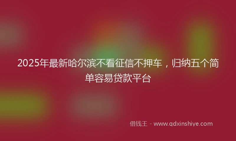 2025年最新哈尔滨不看征信不押车，归纳五个简单容易贷款平台