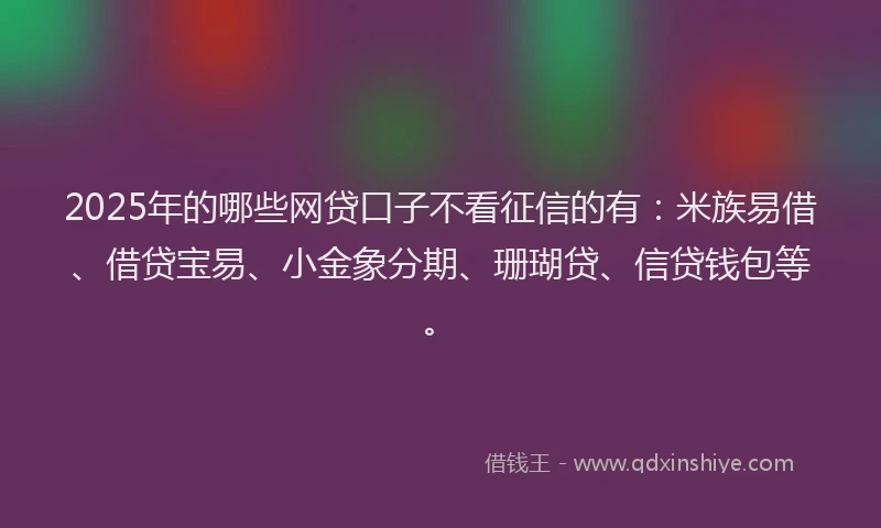 2025年的哪些网贷口子不看征信的有：米族易借、借贷宝易、小金象分期、珊瑚贷、信贷钱包等。
