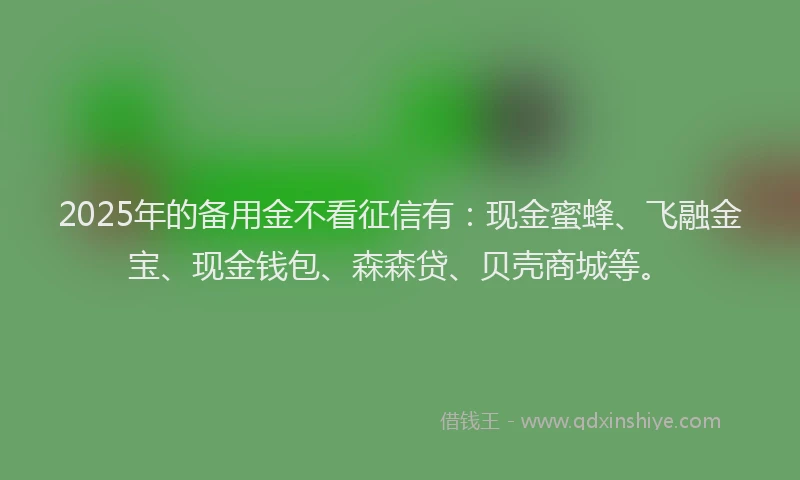 2025年的备用金不看征信有：现金蜜蜂、飞融金宝、现金钱包、森森贷、贝壳商城等。
