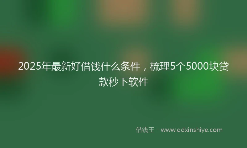 2025年最新好借钱什么条件，梳理5个5000块贷款秒下软件