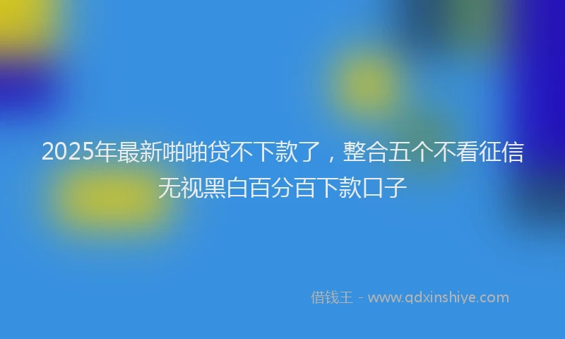 2025年最新啪啪贷不下款了，整合五个不看征信无视黑白百分百下款口子