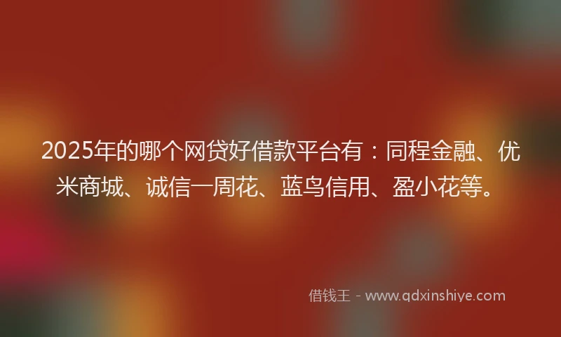 2025年的哪个网贷好借款平台有：同程金融、优米商城、诚信一周花、蓝鸟信用、盈小花等。