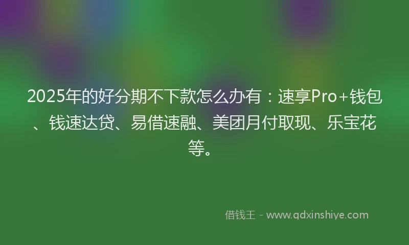 2025年的好分期不下款怎么办有：速享Pro+钱包、钱速达贷、易借速融、美团月付取现、乐宝花等。