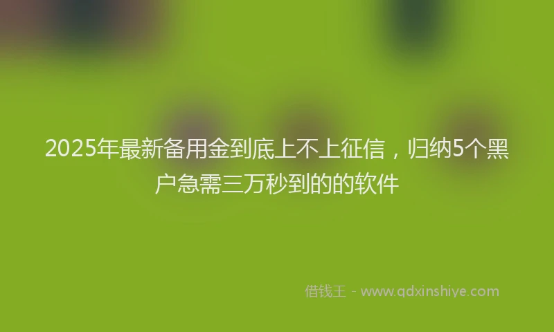 2025年最新备用金到底上不上征信，归纳5个黑户急需三万秒到的的软件