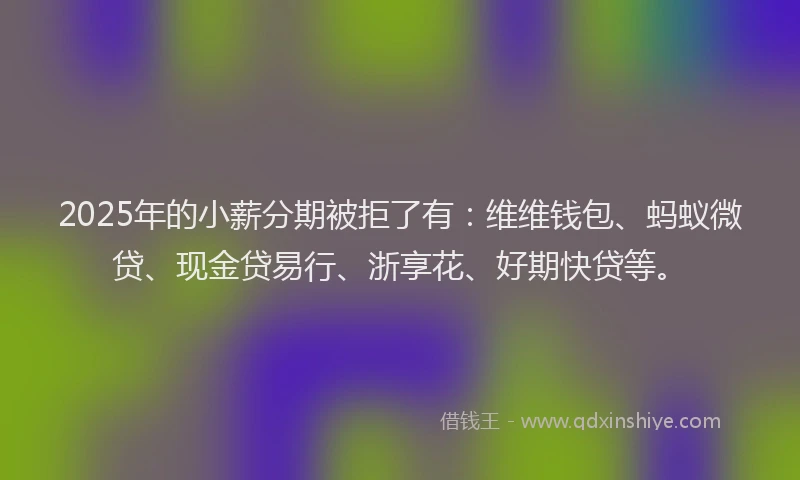 2025年的小薪分期被拒了有：维维钱包、蚂蚁微贷、现金贷易行、浙享花、好期快贷等。