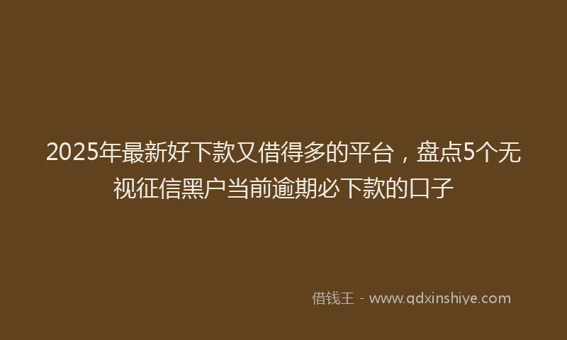 2025年最新好下款又借得多的平台，盘点5个无视征信黑户当前逾期必下款的口子
