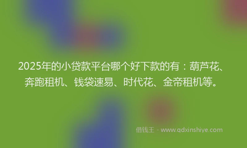 2025年的小贷款平台哪个好下款的有：葫芦花、奔跑租机、钱袋速易、时代花、金帝租机等。