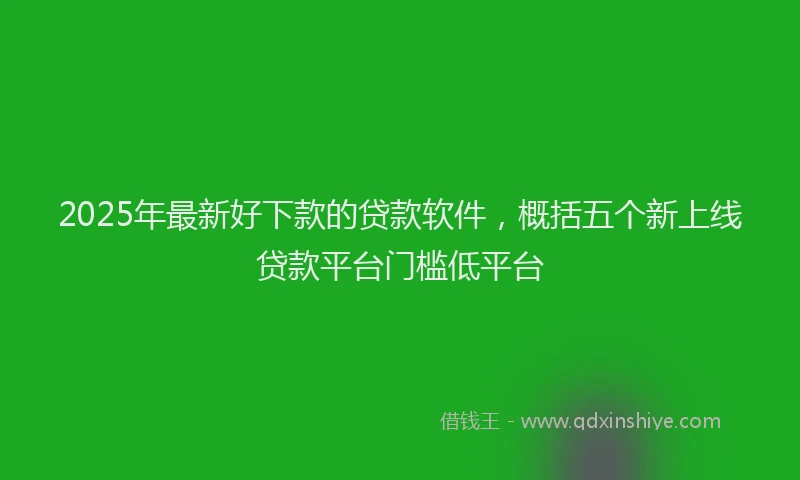 2025年最新好下款的贷款软件，概括五个新上线贷款平台门槛低平台