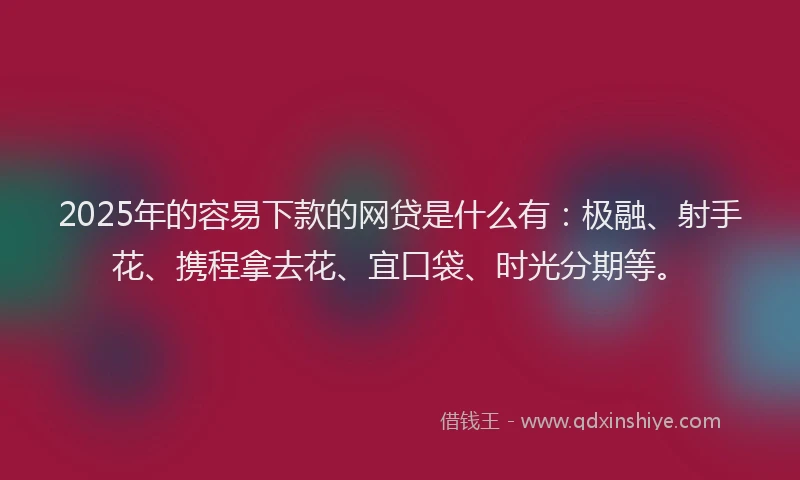 2025年的容易下款的网贷是什么有：极融、射手花、携程拿去花、宜口袋、时光分期等。