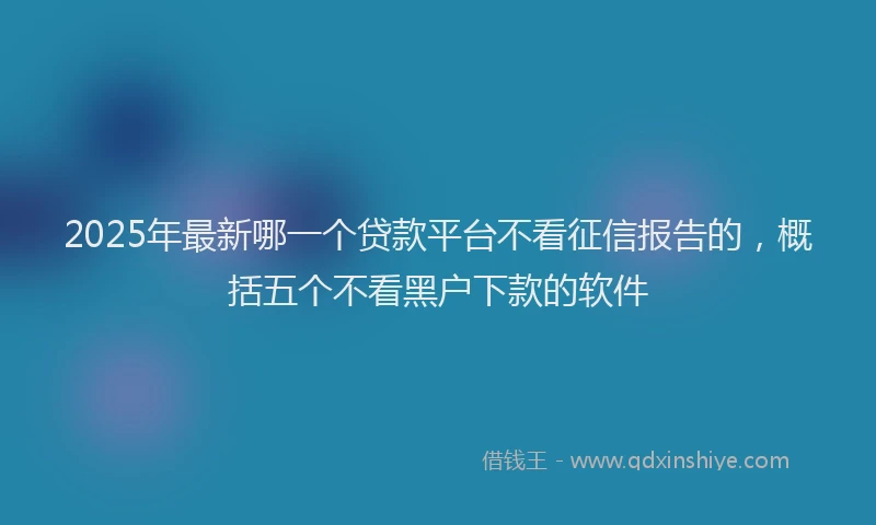 2025年最新哪一个贷款平台不看征信报告的，概括五个不看黑户下款的软件
