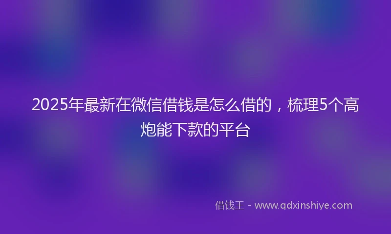 2025年最新在微信借钱是怎么借的，梳理5个高炮能下款的平台