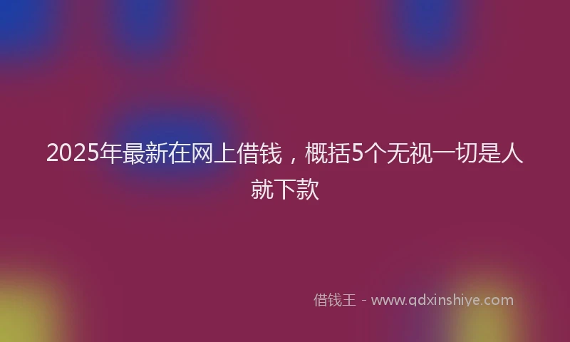 2025年最新在网上借钱，概括5个无视一切是人就下款