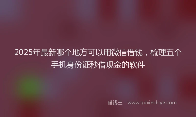 2025年最新哪个地方可以用微信借钱，梳理五个手机身份证秒借现金的软件