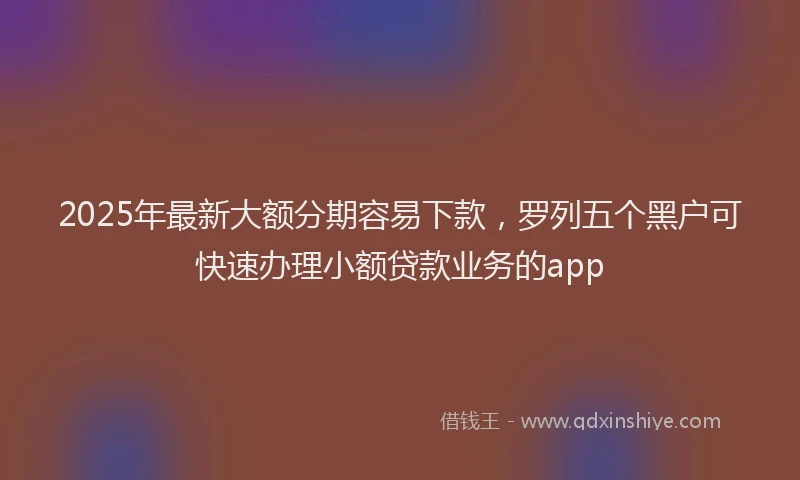 2025年最新大额分期容易下款，罗列五个黑户可快速办理小额贷款业务的app