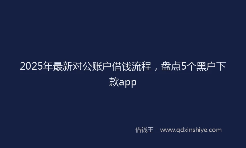 2025年最新对公账户借钱流程，盘点5个黑户下款app