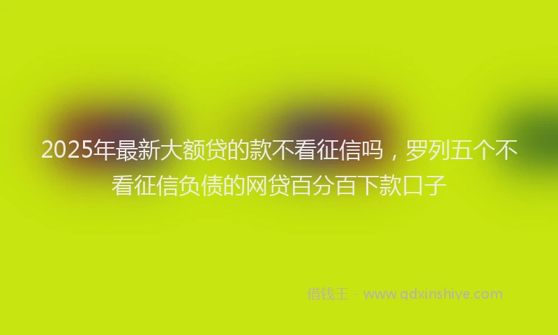 2025年最新大额贷的款不看征信吗，罗列五个不看征信负债的网贷百分百下款口子