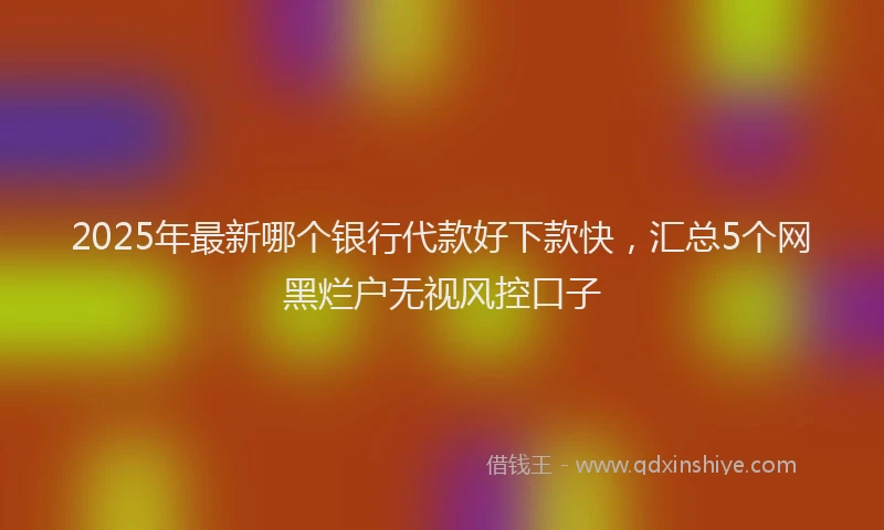 2025年最新哪个银行代款好下款快，汇总5个网黑烂户无视风控口子