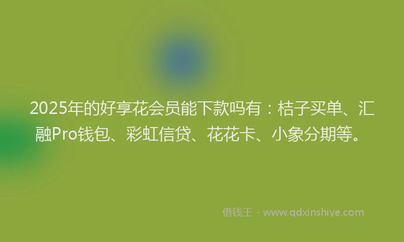 2025年的好享花会员能下款吗有：桔子买单、汇融Pro钱包、彩虹信贷、花花卡、小象分期等。
