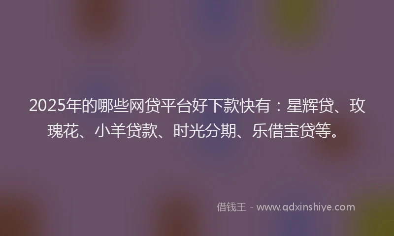 2025年的哪些网贷平台好下款快有：星辉贷、玫瑰花、小羊贷款、时光分期、乐借宝贷等。