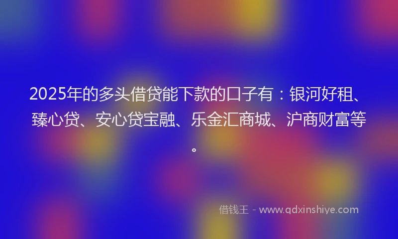 2025年的多头借贷能下款的口子有：银河好租、臻心贷、安心贷宝融、乐金汇商城、沪商财富等。
