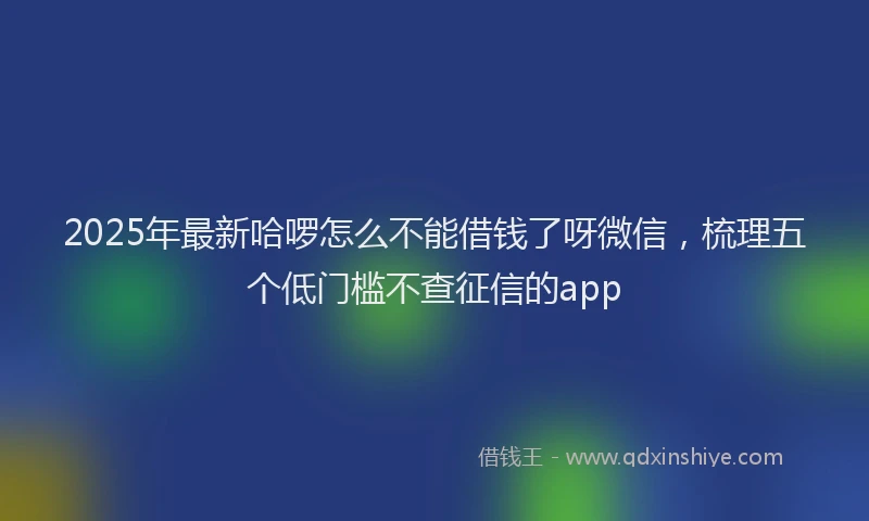 2025年最新哈啰怎么不能借钱了呀微信，梳理五个低门槛不查征信的app
